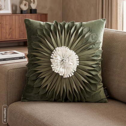 Zamatová obliečka 45x45 cm na vankúš FLORES 3 olivové Zamatová obliečka 45x45 cm na vankúš FLORES 3 olivové